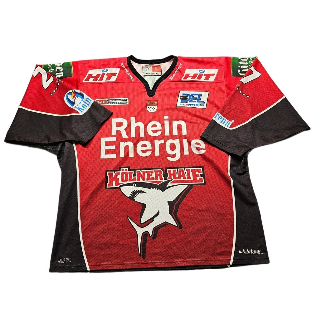 Kolner Haie Jersey Mens Large Red Whitebear DEL Hockey Cologne Sharks Graphic